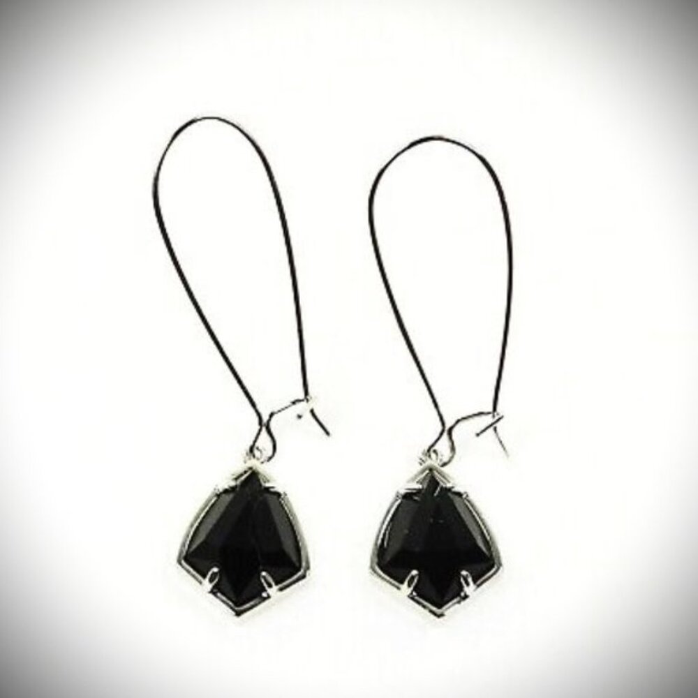 KENDRA SCOTT Carinne Rhodium Plated Black Onyx Drop Earrings